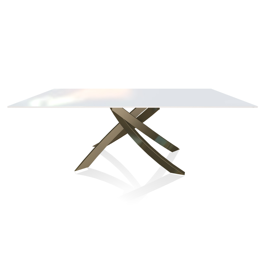 BONTEMPI CASA table avec structure laiton vielli ARTISTICO 20.01 200x106 cm (Extrawhite brillant - P