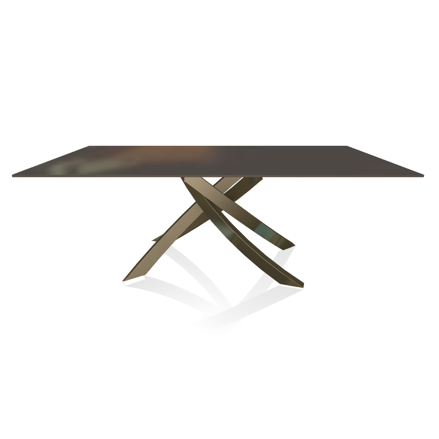 BONTEMPI CASA table avec structure laiton vielli ARTISTICO 20.01 200x106 cm (Laquè anthracite brilla