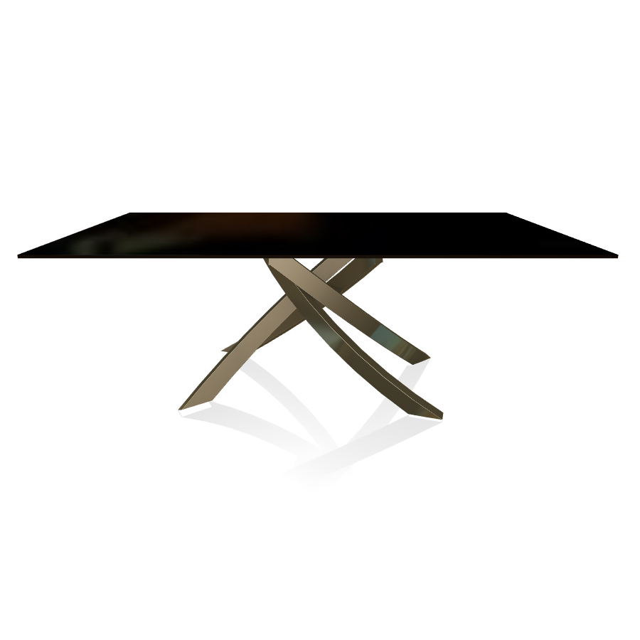 BONTEMPI CASA table avec structure laiton vielli ARTISTICO 20.01 200x106 cm (Laqué noir brillant - P