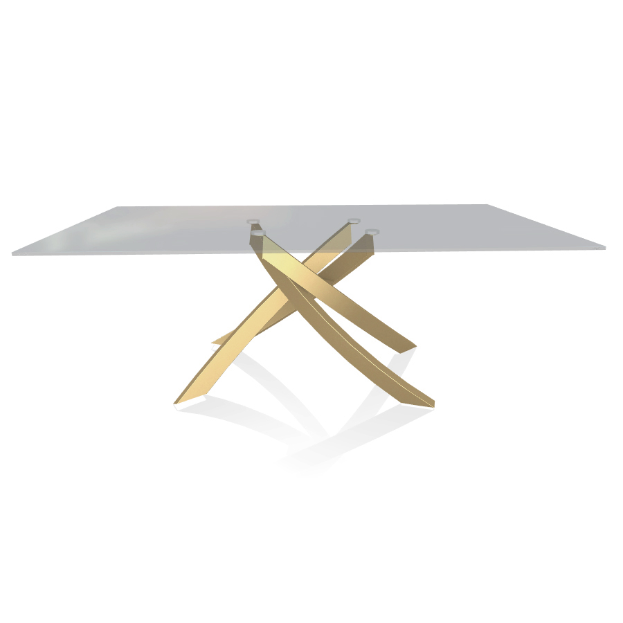 BONTEMPI CASA table avec structure or ARTISTICO 20.01 200x106 cm (Transparent fumé - Plateau en verr