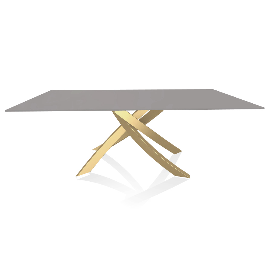 BONTEMPI CASA table avec structure or ARTISTICO 20.01 200x106 cm (Laqué gris clair brillant - Platea