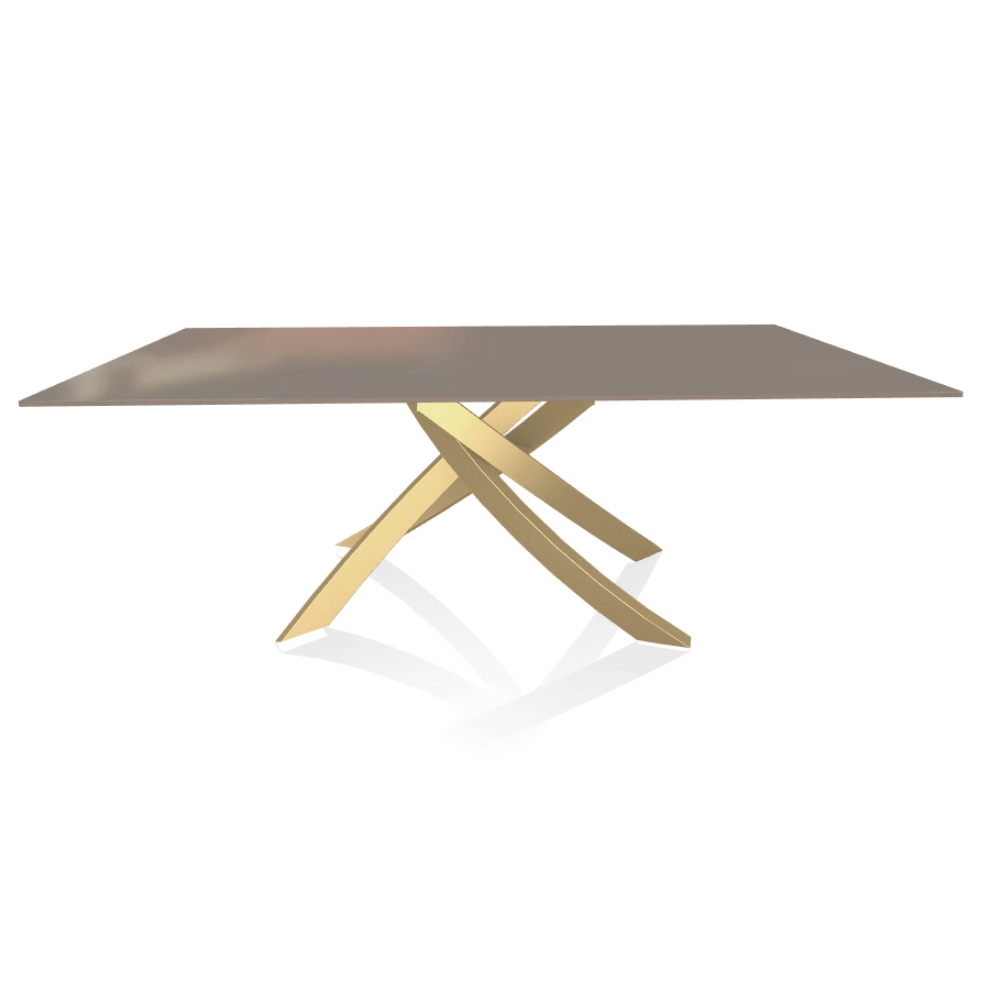 BONTEMPI CASA table avec structure or ARTISTICO 20.01 200x106 cm (Tourterelle brillant - Plateau en 