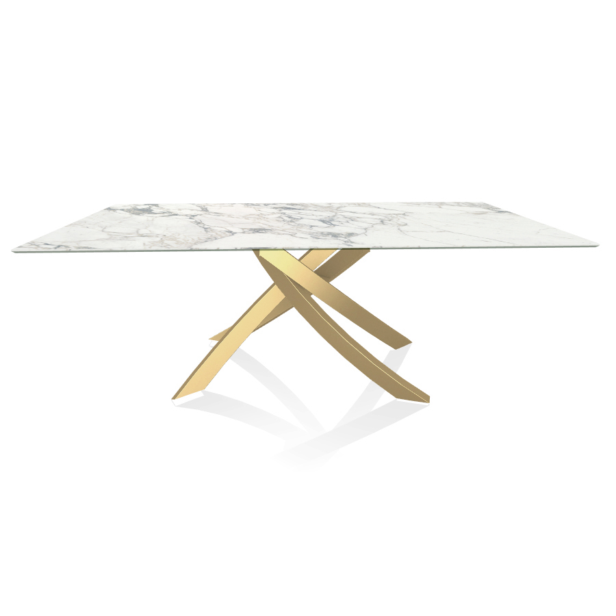 BONTEMPI CASA table avec structure or ARTISTICO 20.01 200x106 cm (Arabescato brillant - Plateau en S