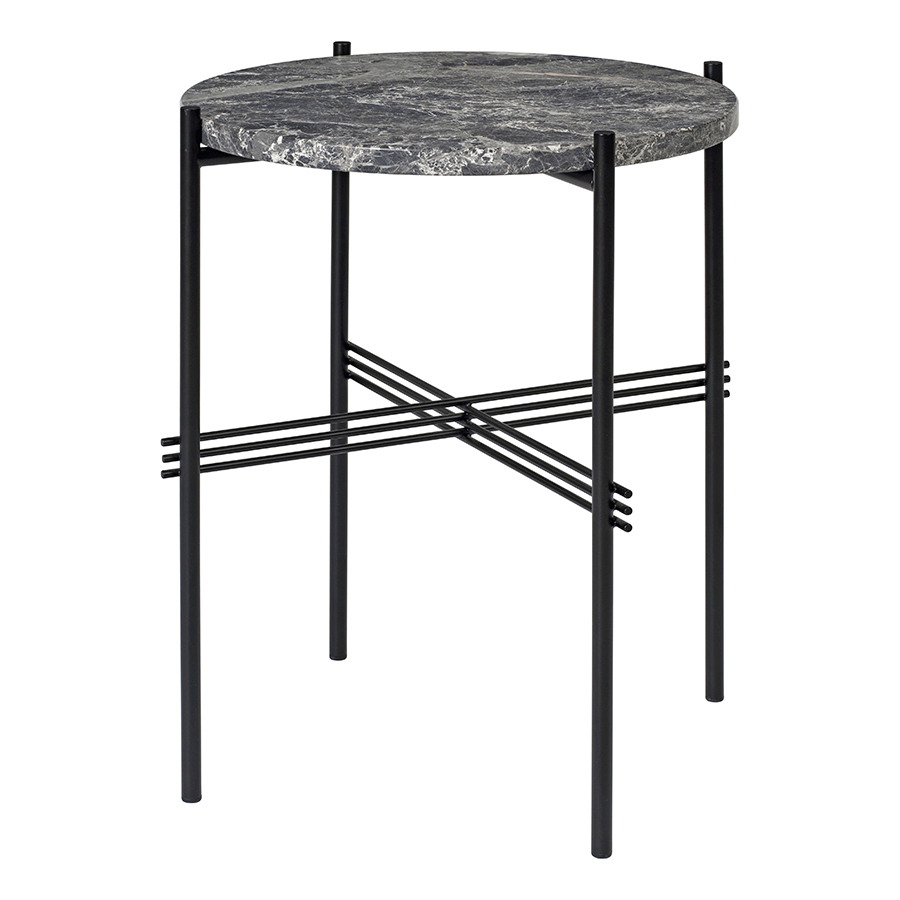 GUBI table basse ronde structure noire TS Ø 40 x 51 cm (Gris Emperador - Marbre et métal)