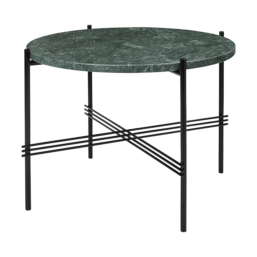GUBI table basse ronde structure noire TS Ø 55 x 41 cm (Vert Guatemala - Marbre et métal)