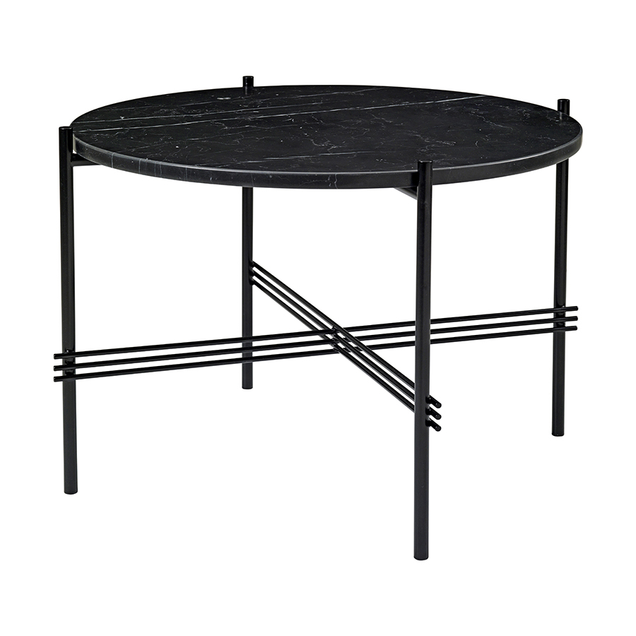 GUBI table basse ronde structure noire TS Ø 55 x 41 cm (Noir Marquina - Marbre et métal)