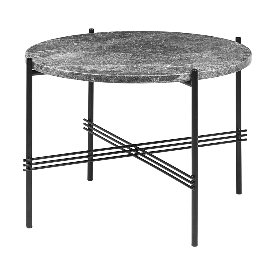 GUBI table basse ronde structure noire TS Ø 55 x 41 cm (Gris Emperador - Marbre et métal)