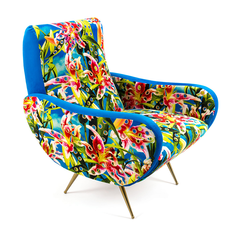 SELETTI fauteuil rembourré TOILETPAPER ARMCHAIR (Flowers with holes - Tissu en polyester, Structure