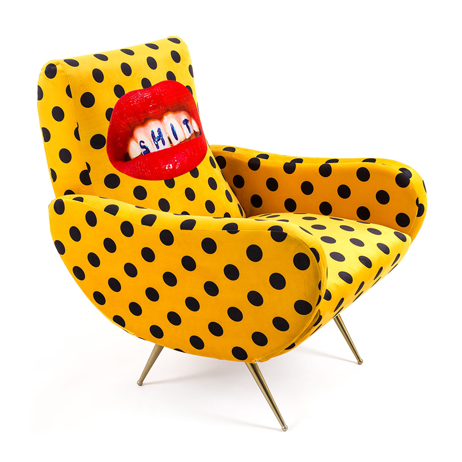 SELETTI fauteuil rembourré TOILETPAPER ARMCHAIR (Shit - Tissu en polyester, Structure en bois, polyu