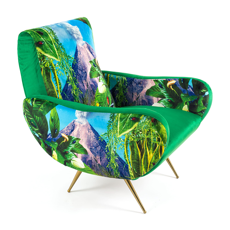 SELETTI fauteuil rembourré TOILETPAPER ARMCHAIR (Volcano - Tissu en polyester, Structure en bois, po