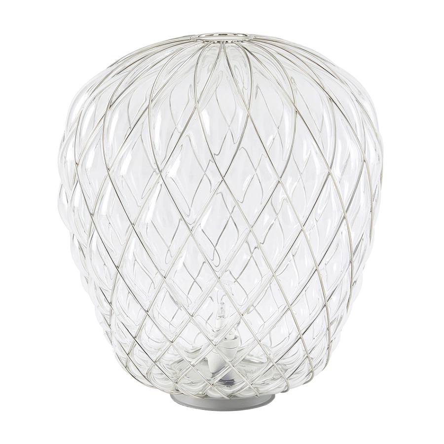 FONTANA ARTE lampe de table PINECONE Ø 50 cm (Transparente / Cage chromée - Verre soufflé et métal)
