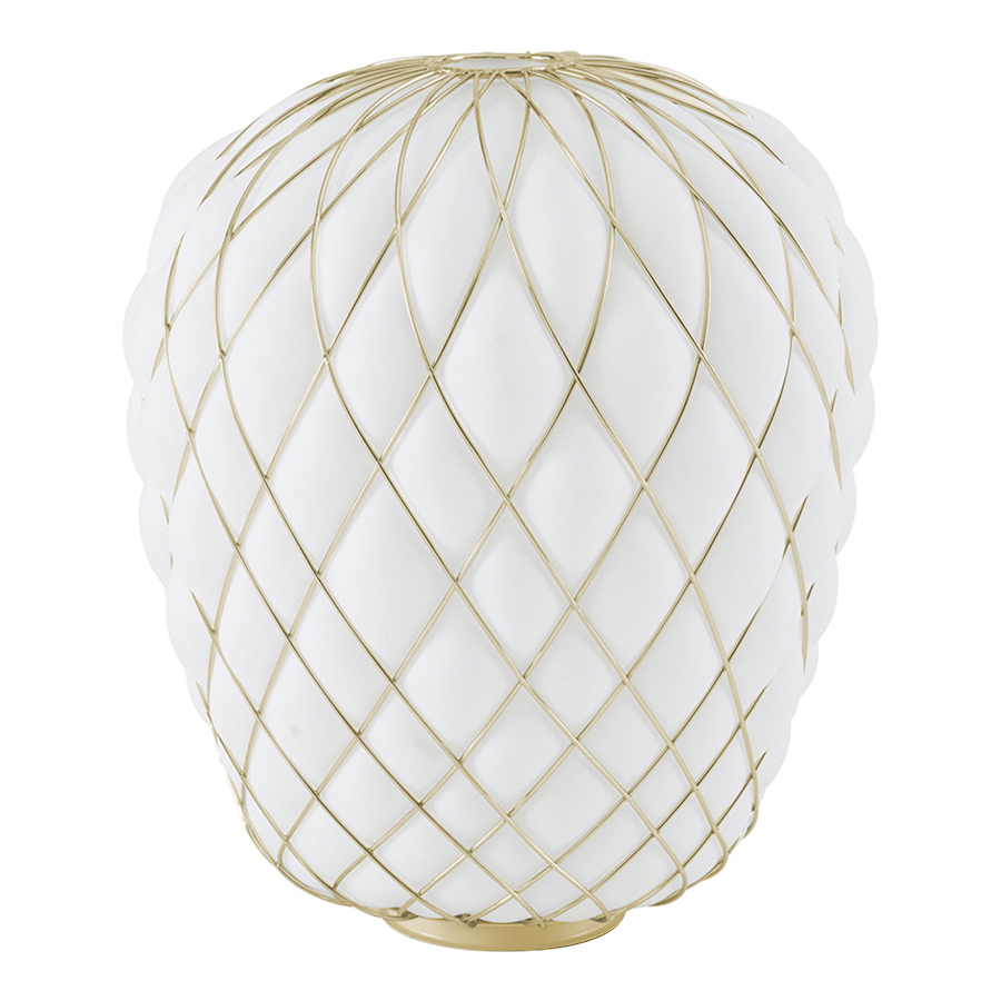 FONTANA ARTE lampe de table PINECONE Ø 50 cm (Blanc / Cage or - Verre soufflé et métal)