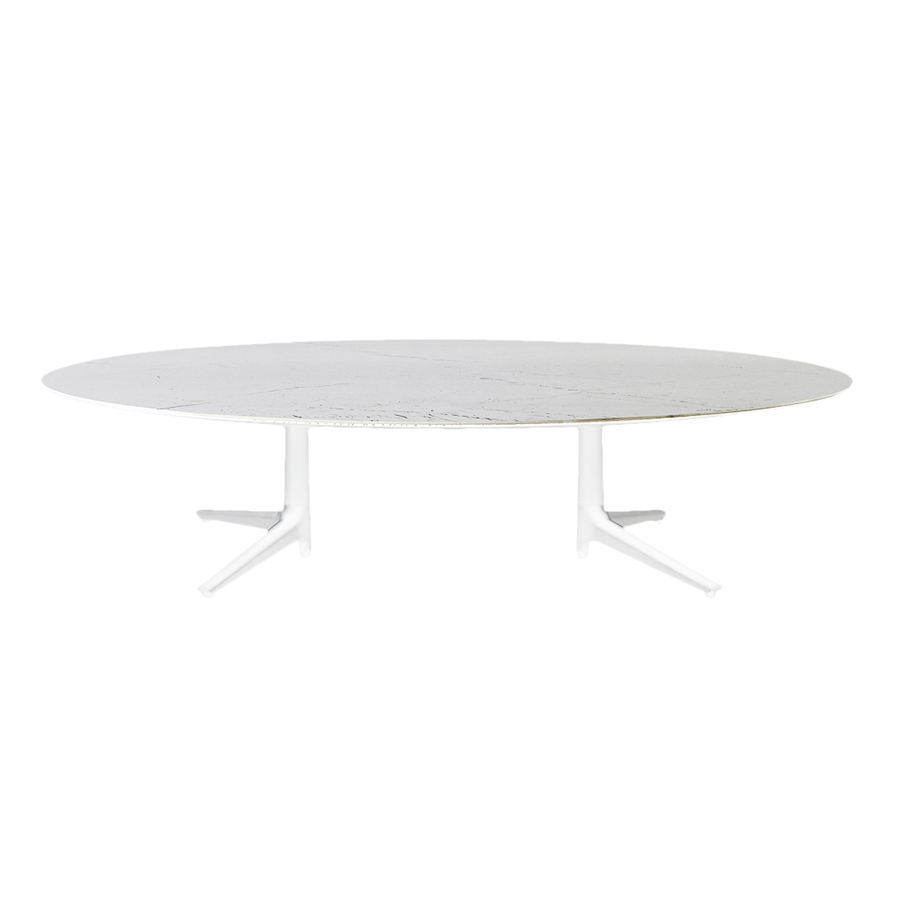 KARTELL table basse MULTIPLO LOW avec plateau oval (Blanc - Aluminium moulé et plateau en céramique 