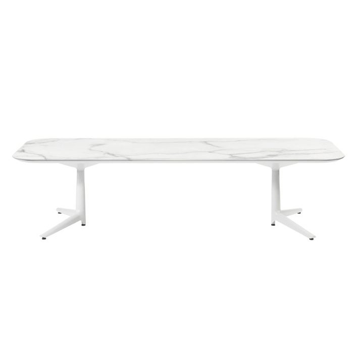 KARTELL table basse MULTIPLO LOW avec plateau rectangulaire arrondi (Blanc - Aluminium moulé et plat