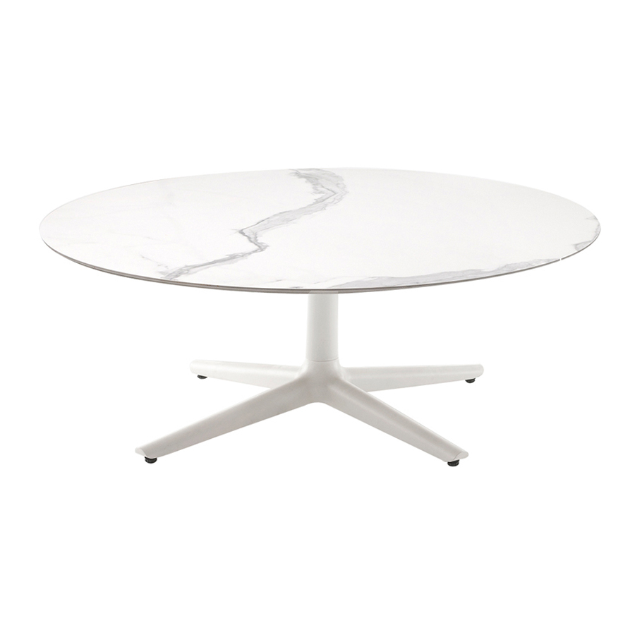 KARTELL table basse MULTIPLO LOW avec plateau rond Ø 118 cm (Blanc - Aluminium moulé et plateau en c