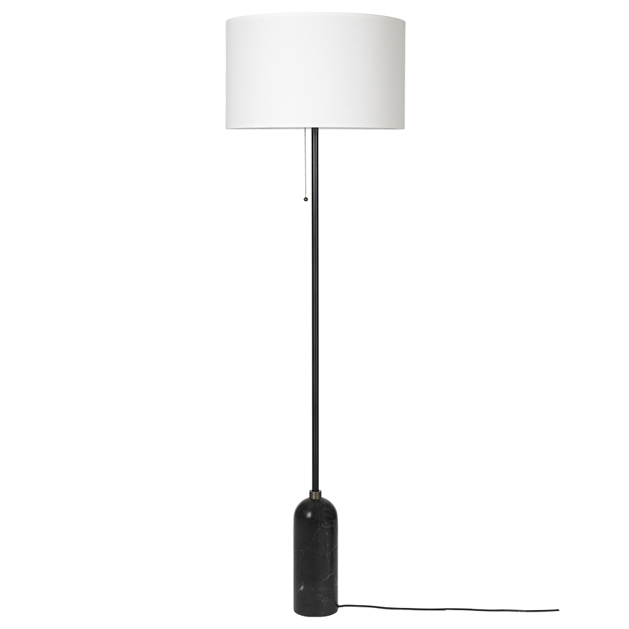 GUBI lampadaire GRAVITY (Noir - Marbre et Tissu blanc)