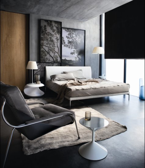 ZANOTTA double bed TALAMO with black footsies for a mattress size 200 x 200 cm