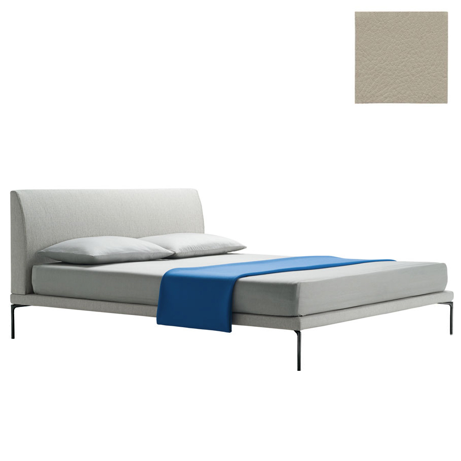 ZANOTTA lit deux personnes TALAMO avec pieds noir pour matelas 170 x 200 cm (Gris clair H 98 cm - Ca