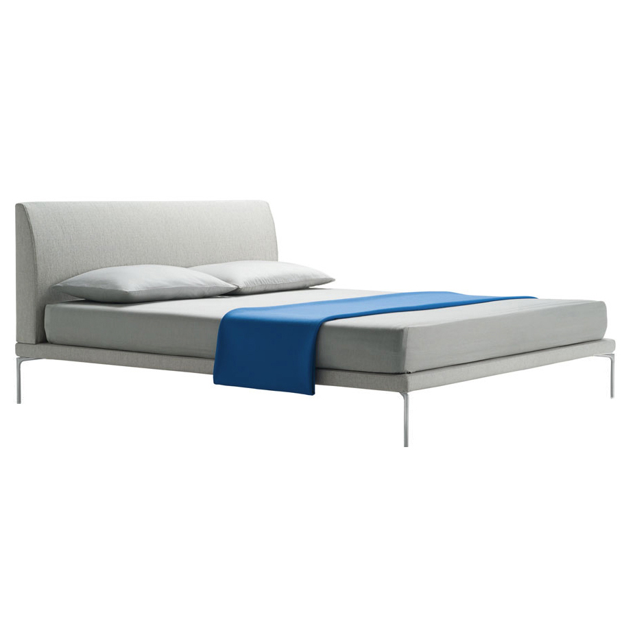 ZANOTTA double bed TALAMO with satin nickel footsies for a mattress size 170 x 200 cm