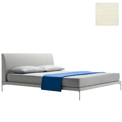ZANOTTA double bed TALAMO with satin nickel footsies for a mattress size 160 x 200 cm