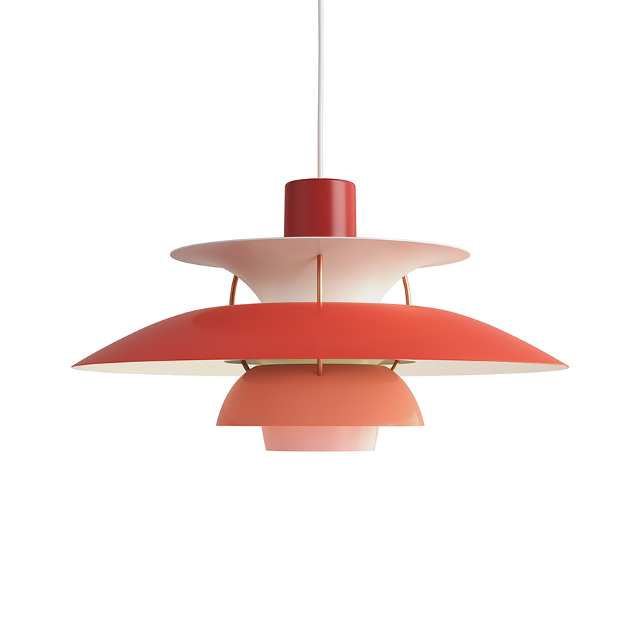 LOUIS POULSEN lampe à suspension PH 5 (Nuances de tons rouge - Aluminium)