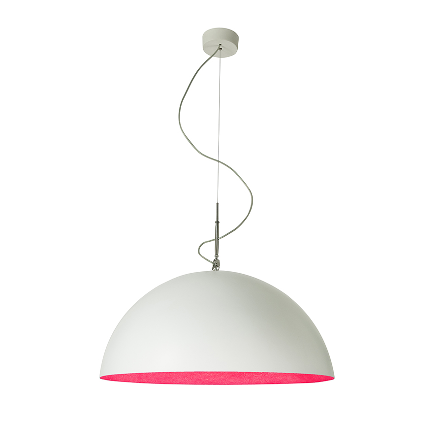 IN-ES.ARTDESIGN lampe à suspension MEZZA LUNA 1 (Blanc / Magenta - Laprene, acier et Nebulite)