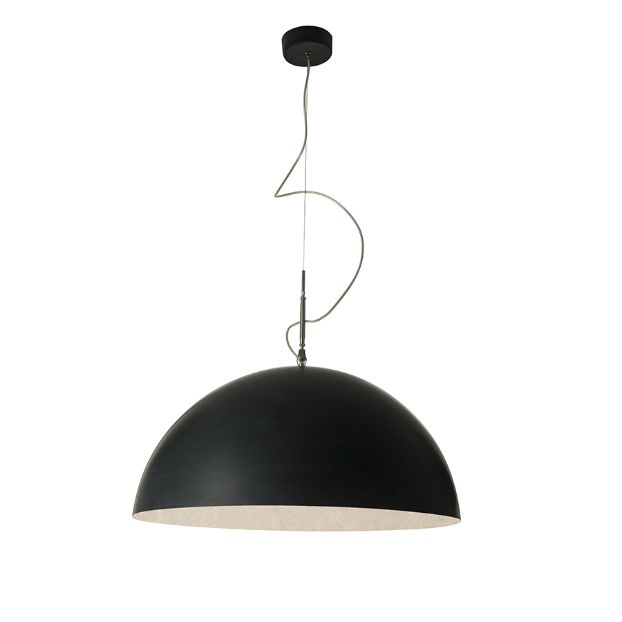 IN-ES.ARTDESIGN lampe à suspension MEZZA LUNA 1 (Noir / Blanc - Laprene, acier et Nebulite)