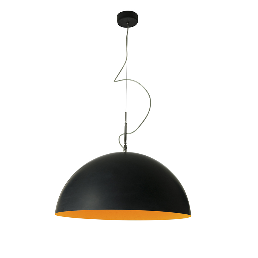 IN-ES.ARTDESIGN lampe à suspension MEZZA LUNA 1 (Noir / Orange - Laprene, acier et Nebulite)