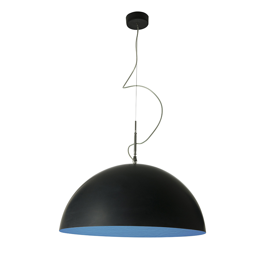 IN-ES.ARTDESIGN lampe à suspension MEZZA LUNA 1 (Noir / Bleu - Laprene, acier et Nebulite)