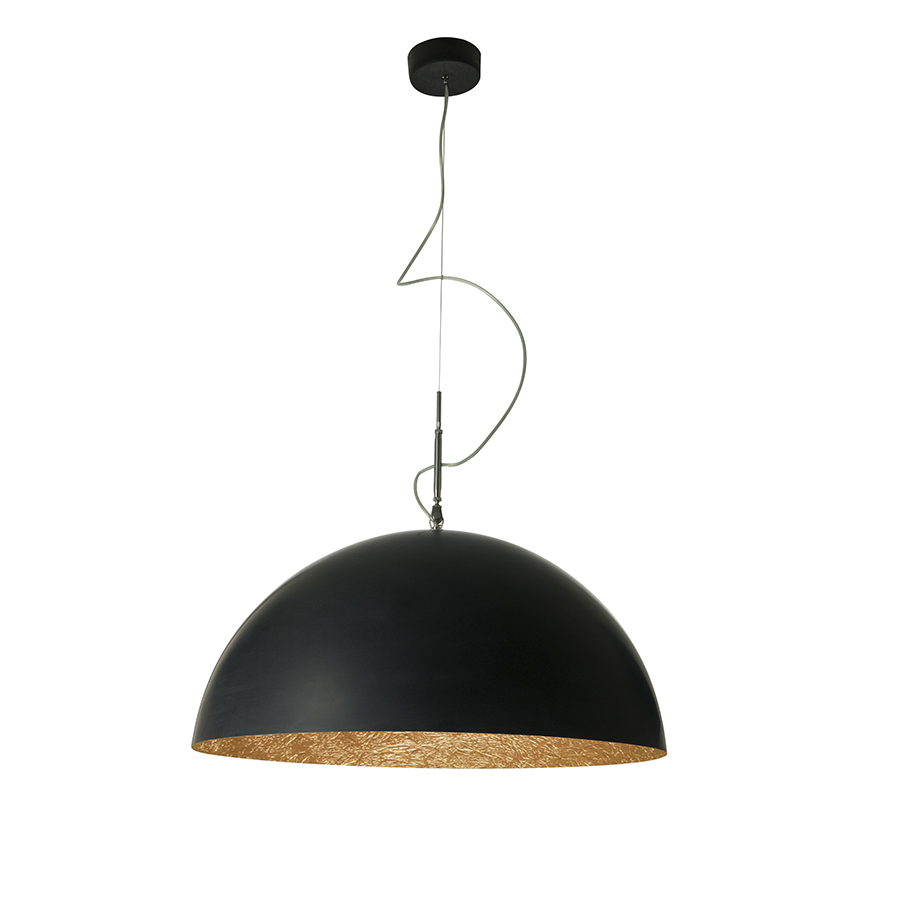 IN-ES.ARTDESIGN lampe à suspension MEZZA LUNA 1 (Noir / Bronze - Laprene, acier et Nebulite)