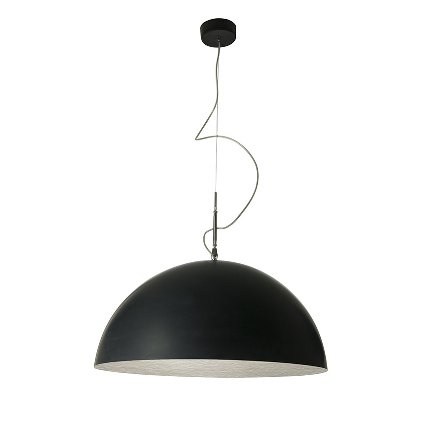 IN-ES.ARTDESIGN lampe à suspension MEZZA LUNA 1 (Noir / Argent - Laprene, acier et Nebulite)