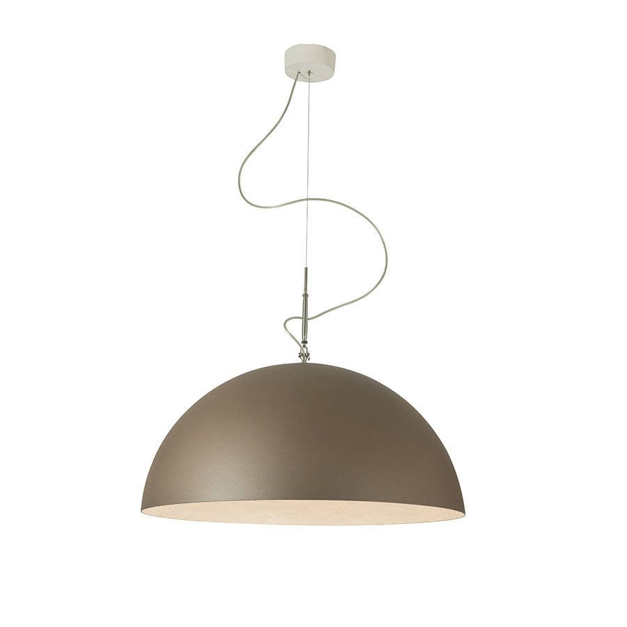 IN-ES.ARTDESIGN lampe à suspension MEZZA LUNA 1 (Bronze / Blanc - Laprene, acier et Nebulite)