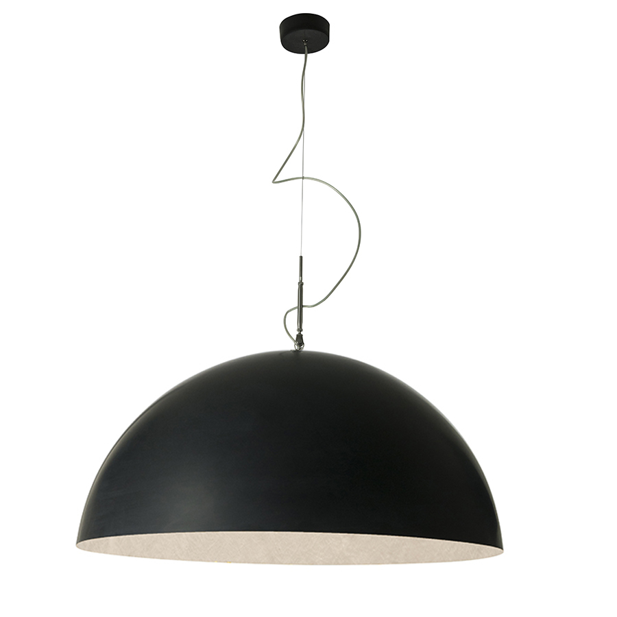 IN-ES.ARTDESIGN lampe à suspension MEZZA LUNA 2 (Noir / Blanc - Laprene, acier et Nebulite)