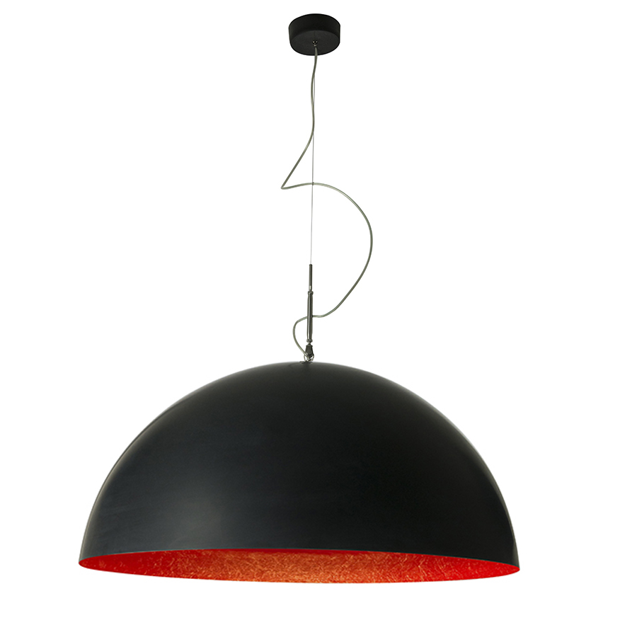 IN-ES.ARTDESIGN lampe à suspension MEZZA LUNA 2 (Noir / rouge - Laprene, acier et Nebulite)