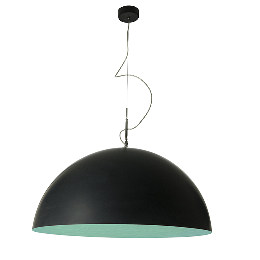 IN-ES.ARTDESIGN lampe à suspension MEZZA LUNA 2 (Noir / Turquoise - Laprene, acier et Nebulite)