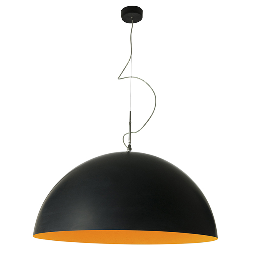 IN-ES.ARTDESIGN lampe à suspension MEZZA LUNA 2 (Noir / Orange - Laprene, acier et Nebulite)