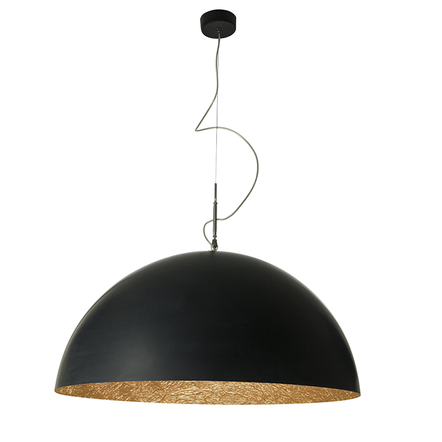 IN-ES.ARTDESIGN lampe à suspension MEZZA LUNA 2 (Noir / Bronze - Laprene, acier et Nebulite)