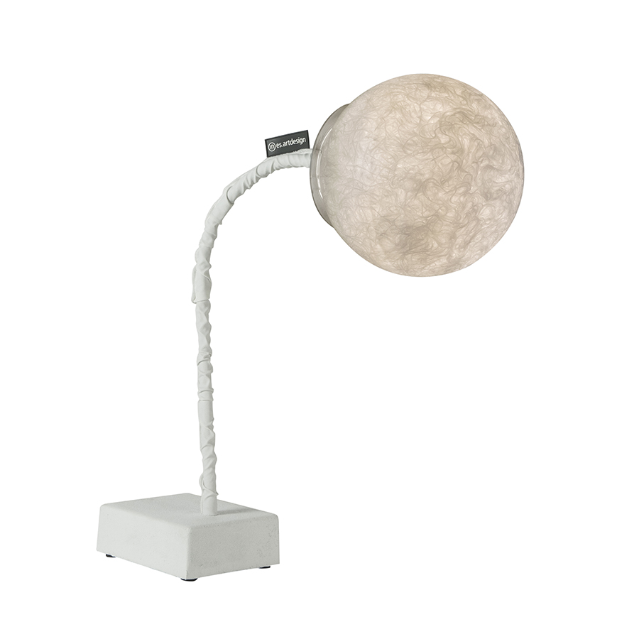 IN-ES.ARTDESIGN lampe de table MICRO T LUNA (Base blanche - fonte, acier, nylon, nebulite)