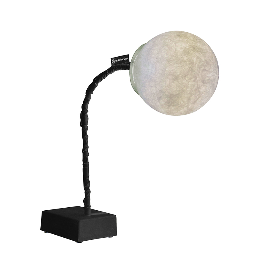 IN-ES.ARTDESIGN lampe de table MICRO T LUNA (Base noire - fonte, acier, nylon, nebulite)