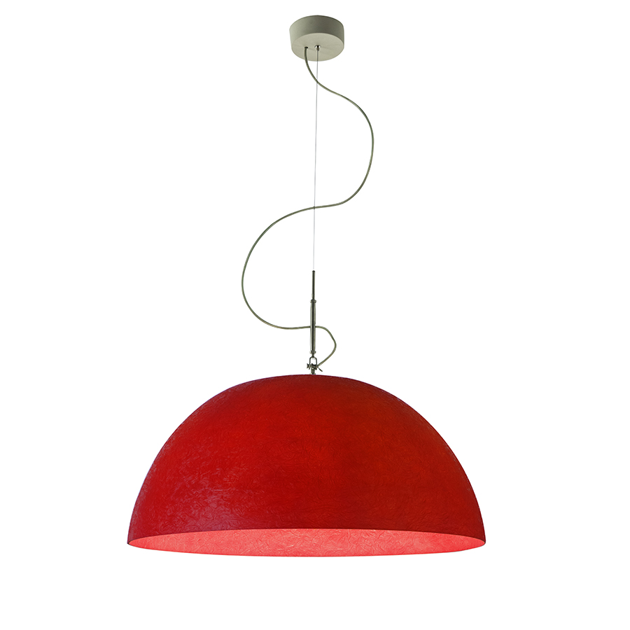 IN-ES.ARTDESIGN lampe à suspenson MEZZA LUNA 1 NEBULITE (Rouge - Laprene, acier et Nebulite)