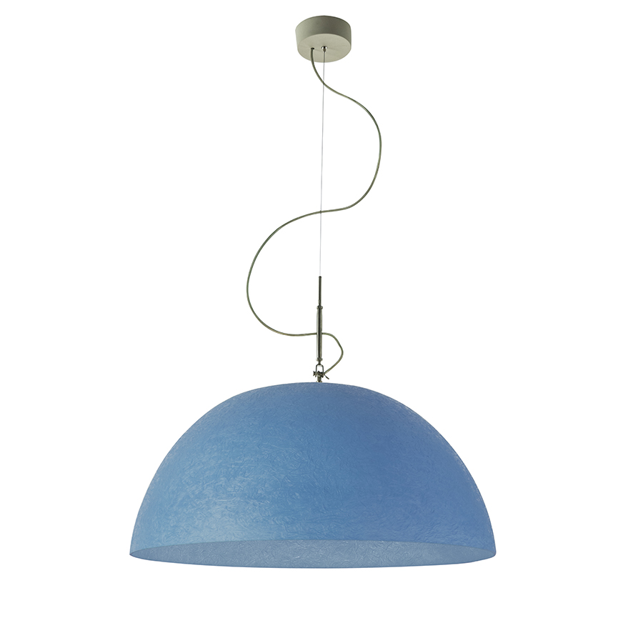 IN-ES.ARTDESIGN lampe à suspenson MEZZA LUNA 1 NEBULITE (Bleu - Laprene, acier et Nebulite)