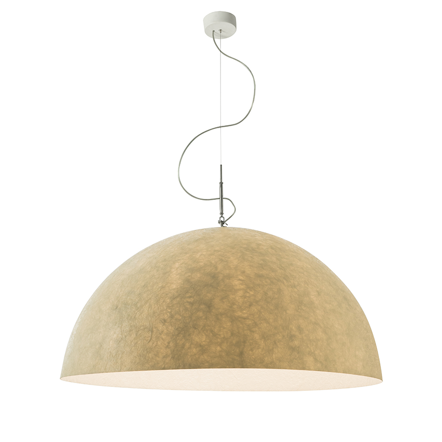 IN-ES.ARTDESIGN lampe à suspenson MEZZA LUNA 2 NEBULITE (Blanc - Laprene, acier et Nebulite)