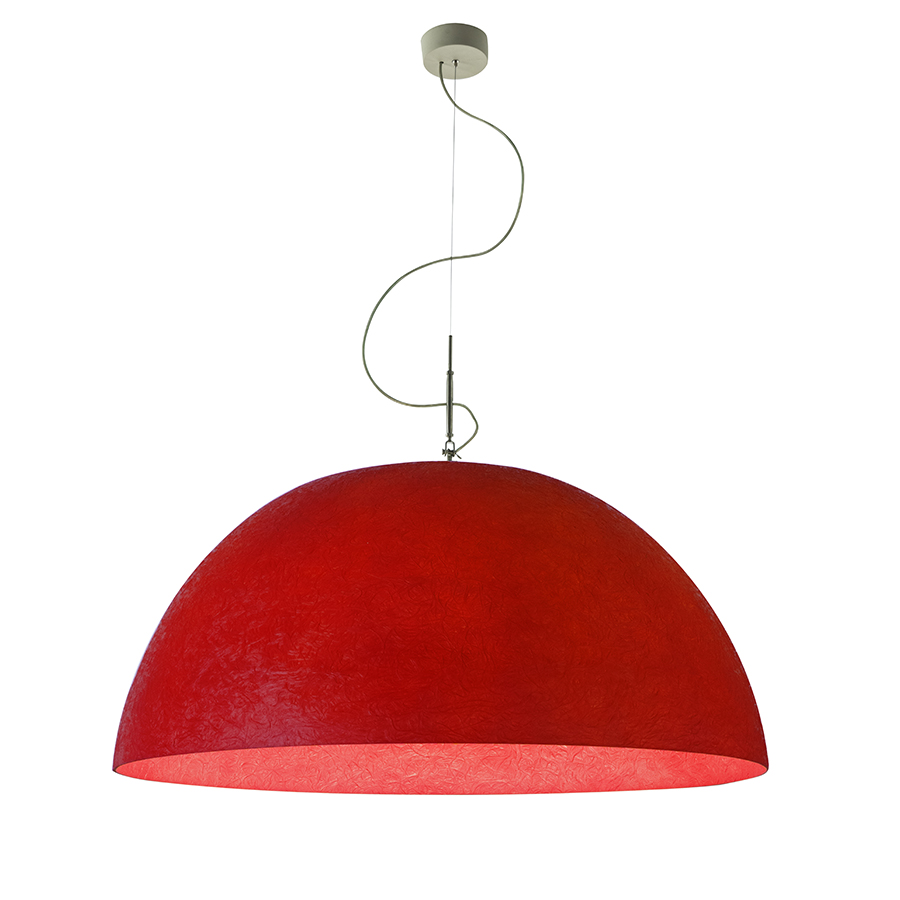 IN-ES.ARTDESIGN lampe à suspenson MEZZA LUNA 2 NEBULITE (Rouge - Laprene, acier et Nebulite)