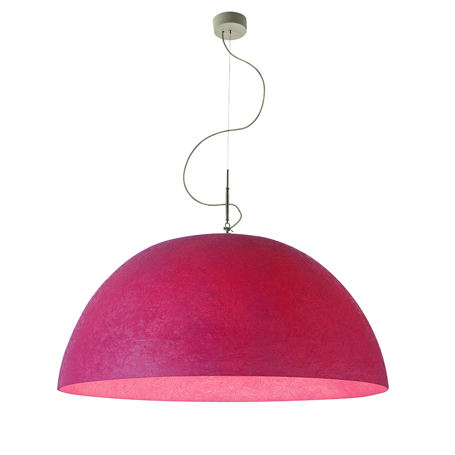 IN-ES.ARTDESIGN lampe à suspenson MEZZA LUNA 2 NEBULITE (Magenta - Laprene, acier et Nebulite)