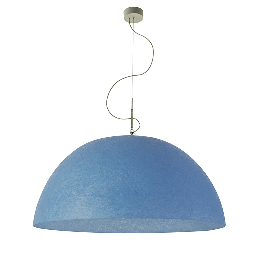 IN-ES.ARTDESIGN lampe à suspenson MEZZA LUNA 2 NEBULITE (Bleu - Laprene, acier et Nebulite)
