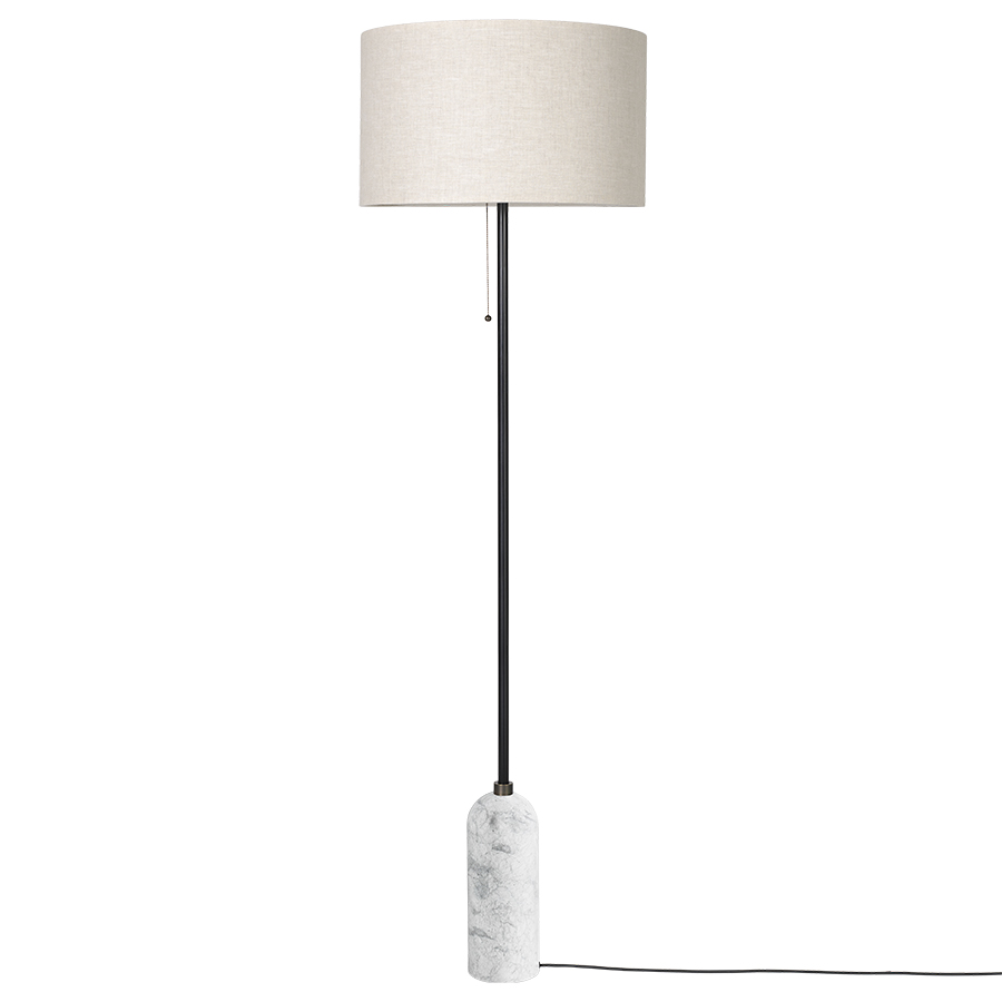GUBI lampadaire GRAVITY (Blanc - Marbre et Tissu Canvas)