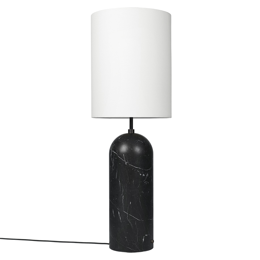 GUBI lampadaire GRAVITY XL HIGH (Noir - Marbre et Tissu blanc)
