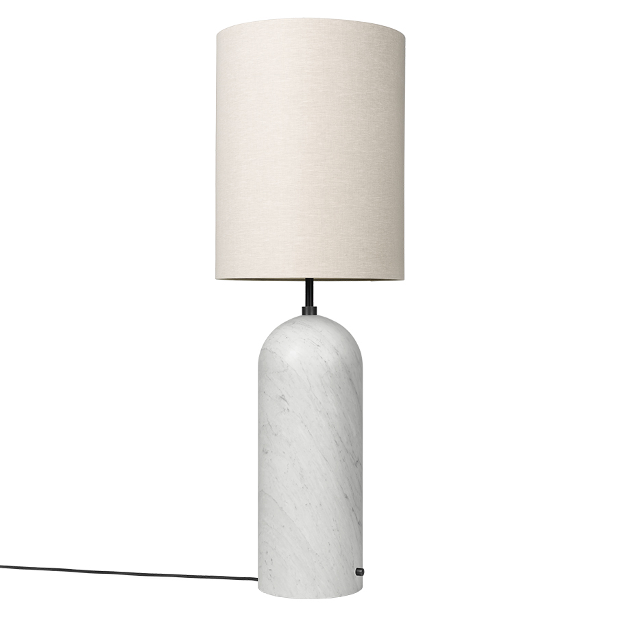 GUBI lampadaire GRAVITY XL HIGH (Blanc - Marbre et Tissu Canvas)