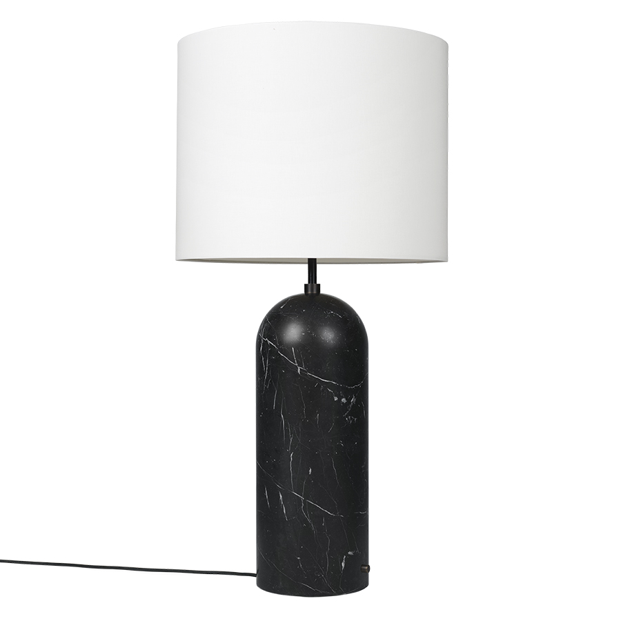 GUBI lampadaire GRAVITY XL LOW (Noir - Marbre et Tissu blanc)
