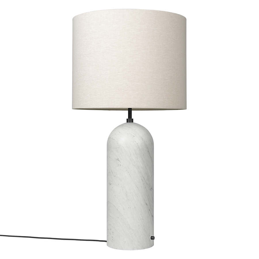 GUBI lampadaire GRAVITY XL LOW (Blanc - Marbre et Tissu Canvas)